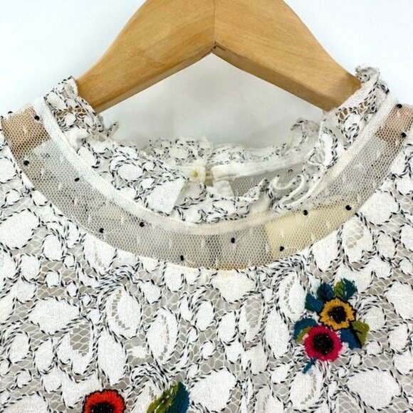 Anthropologie Maeve Macie Lace Embroidered Sequin Beaded Top Floral Size 0 - Picture 8 of 11